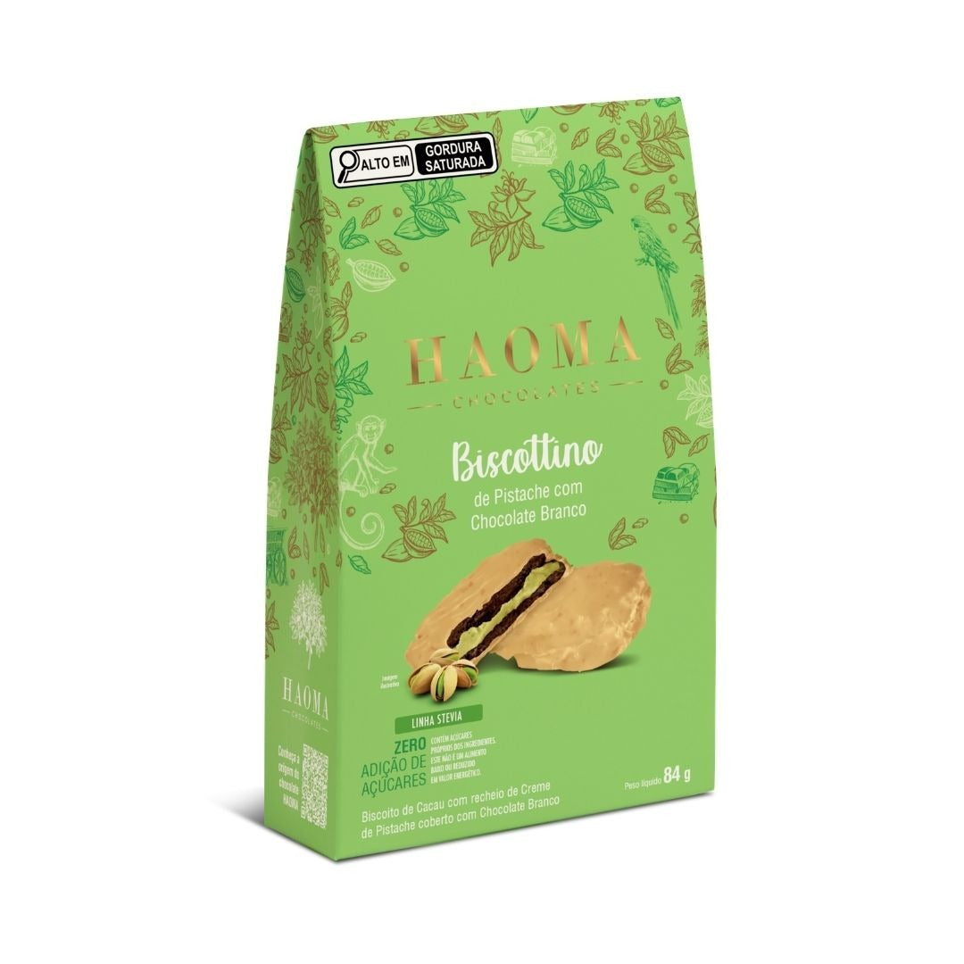 Biscottino Pistache com Chocolate Branco Pack 84g – Haoma