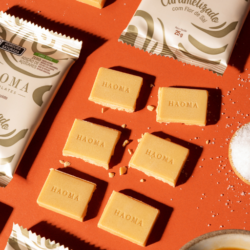 Pouch Barra Chocolate Branco Caramelizado com Flor de Sal | Linha Stevia - 250g