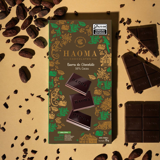 Barra de Chocolate 56% Cacau  | Linha Stevia - 75g