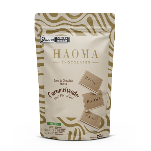 Pouch Barra Chocolate Branco Caramelizado com Flor de Sal | Linha Stevia - 250g